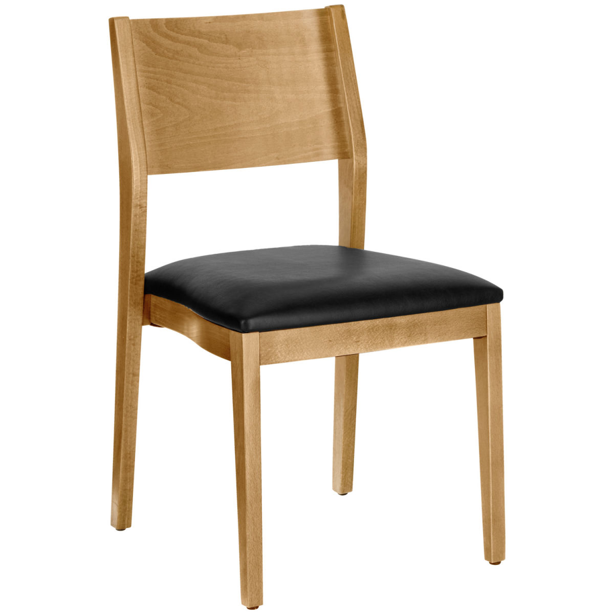 VEGA Stapelstuhl Stak Kunstleder 48x51x86 cm (BxTxH); Sitz schwarz, Gestell hellbraun; 2 Stück / Pack
