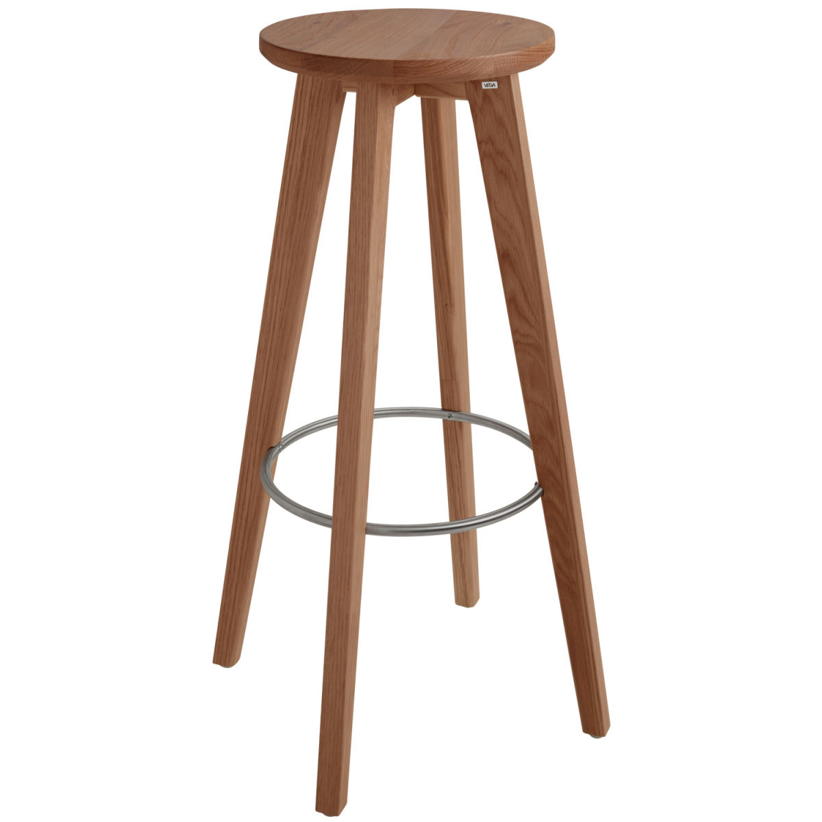 Sgabello Rotondo VEGA; 37x37x80 cm (LxPxH); quercia/tabacco verniciato; 2 pz. / confezione