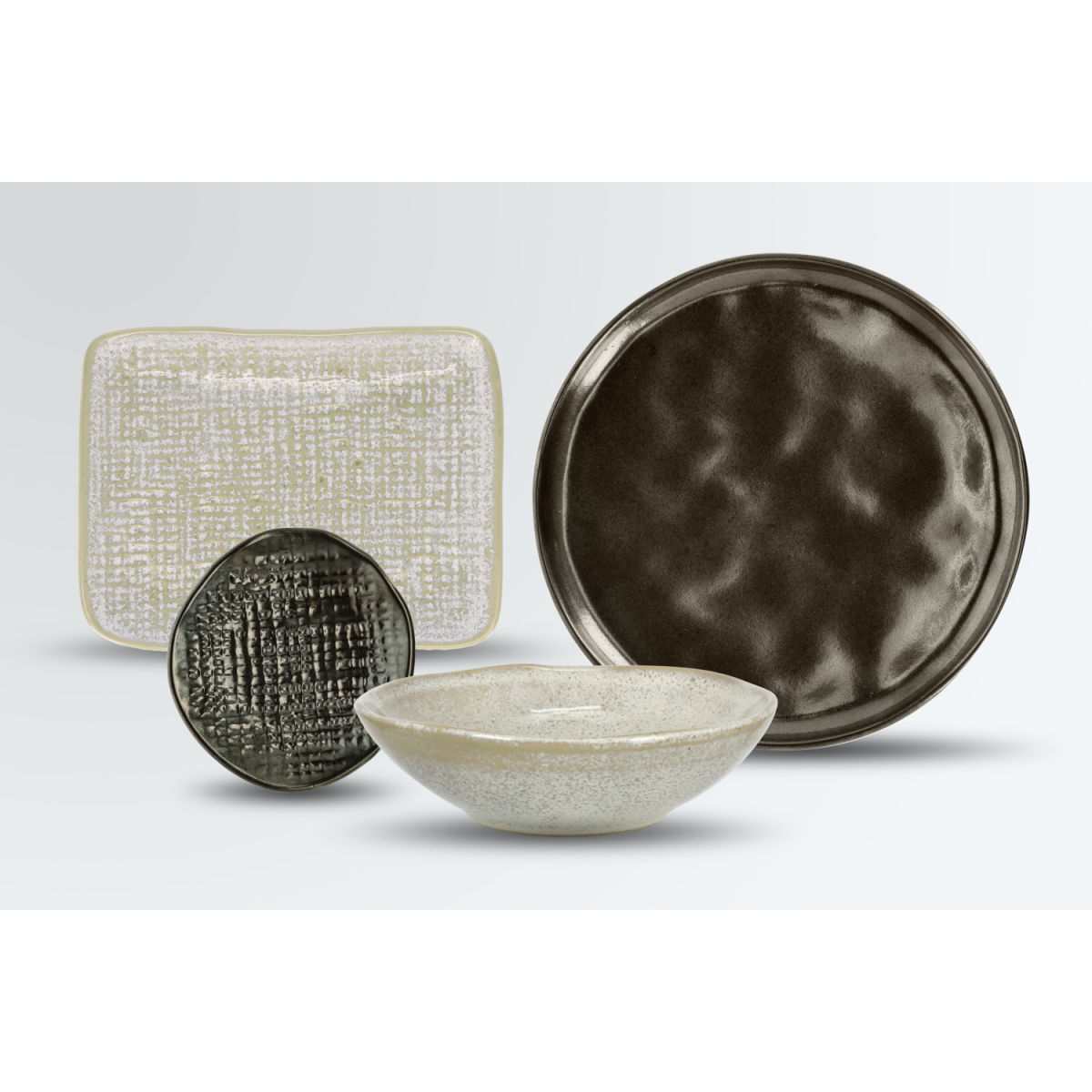 Campioni piatti Novulus 4 pezzi VEGA; beige/marrone