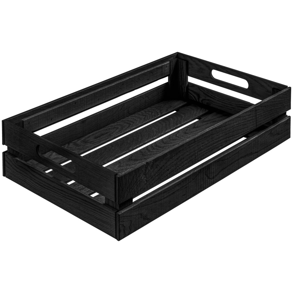 Cassetta in legno Wantage con manici VEGA; Misura GN 1/1, 55.2x34.7x10 cm (LxLxH); quercia/nero