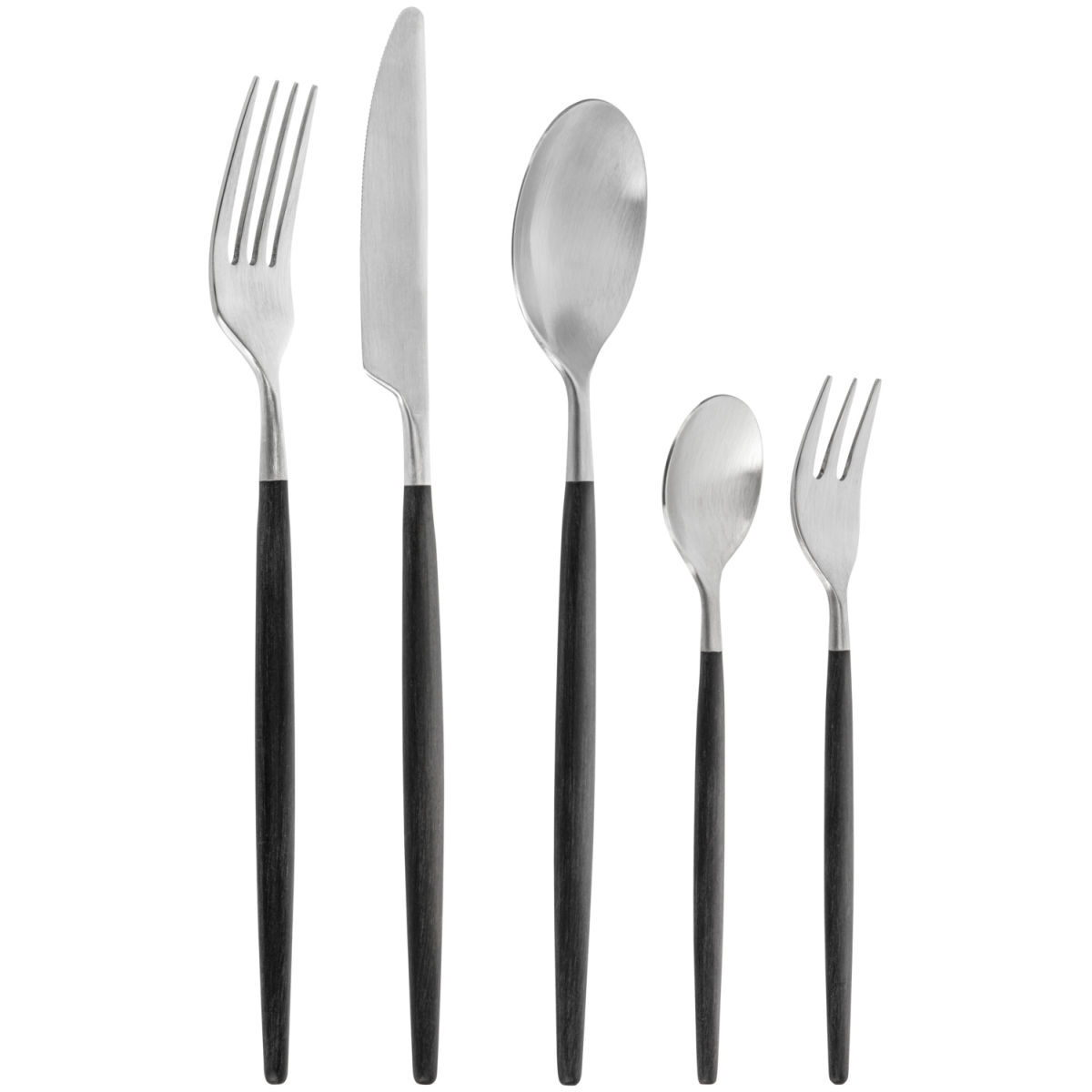 Set campioni posate Turin 5 pezzi VEGA; nero/argento, manico nero