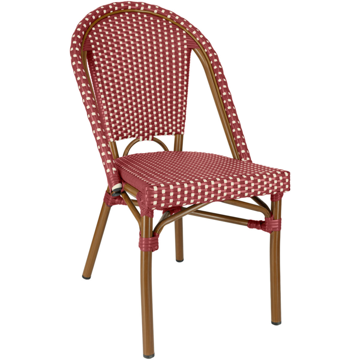 VEGA Outdoor Bistrostuhl Astoria 46x53x87.5 cm (BxTxH); Sitz rot/weiß, Gestell braun; 2 Stück / Pack