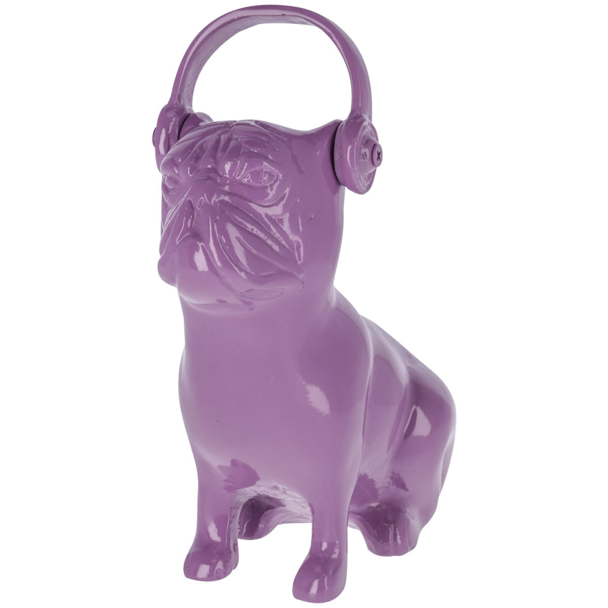 Deko-Hund Bully mit Kopfhörer 25.5x29.5x12.75 cm (BxHxT); lila
