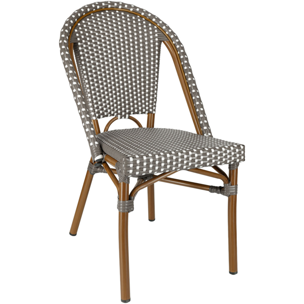 VEGA Outdoor Bistrostuhl Astoria 46x53x87.5 cm (BxTxH); Sitz grau/weiß, Gestell braun; 2 Stück / Pack