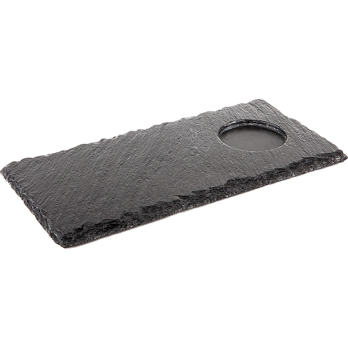 Plancha in ardesia  1 inserto tondo APS; 25x12x0.7 cm (LxLxH); nero; rettangolare
