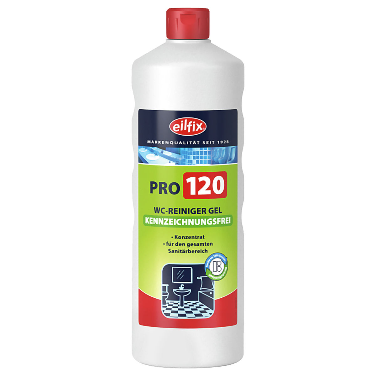 Limpia WC  green Pro 120 Botella no etiquetada según el SGA Eilfix; 1000 ml; rojo; 12 pz. / Paquete