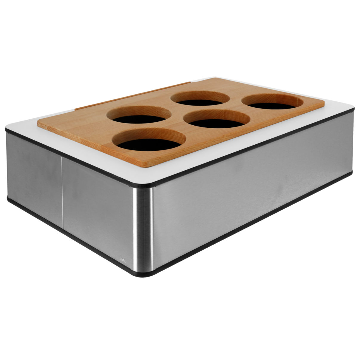 Expositor cuencos Fundale blanco para 5 cuencos 1/1 VEGA; Medida GN 1/1, 63x42.5x17.5 cm (LgxAnxAt); blanco/transparente/haya; rectangular