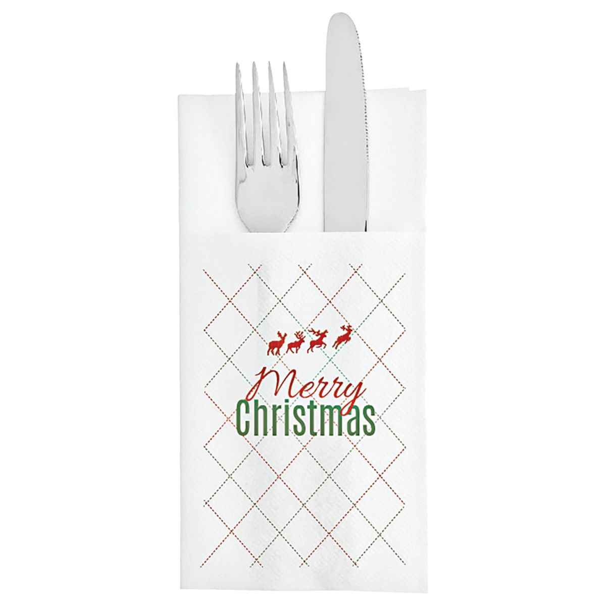 Tovaglioli portaposate Chiani GARCIA DE POU; 10x20 cm (LxL); bianco/verde/rosso; 50 pz. / confezione