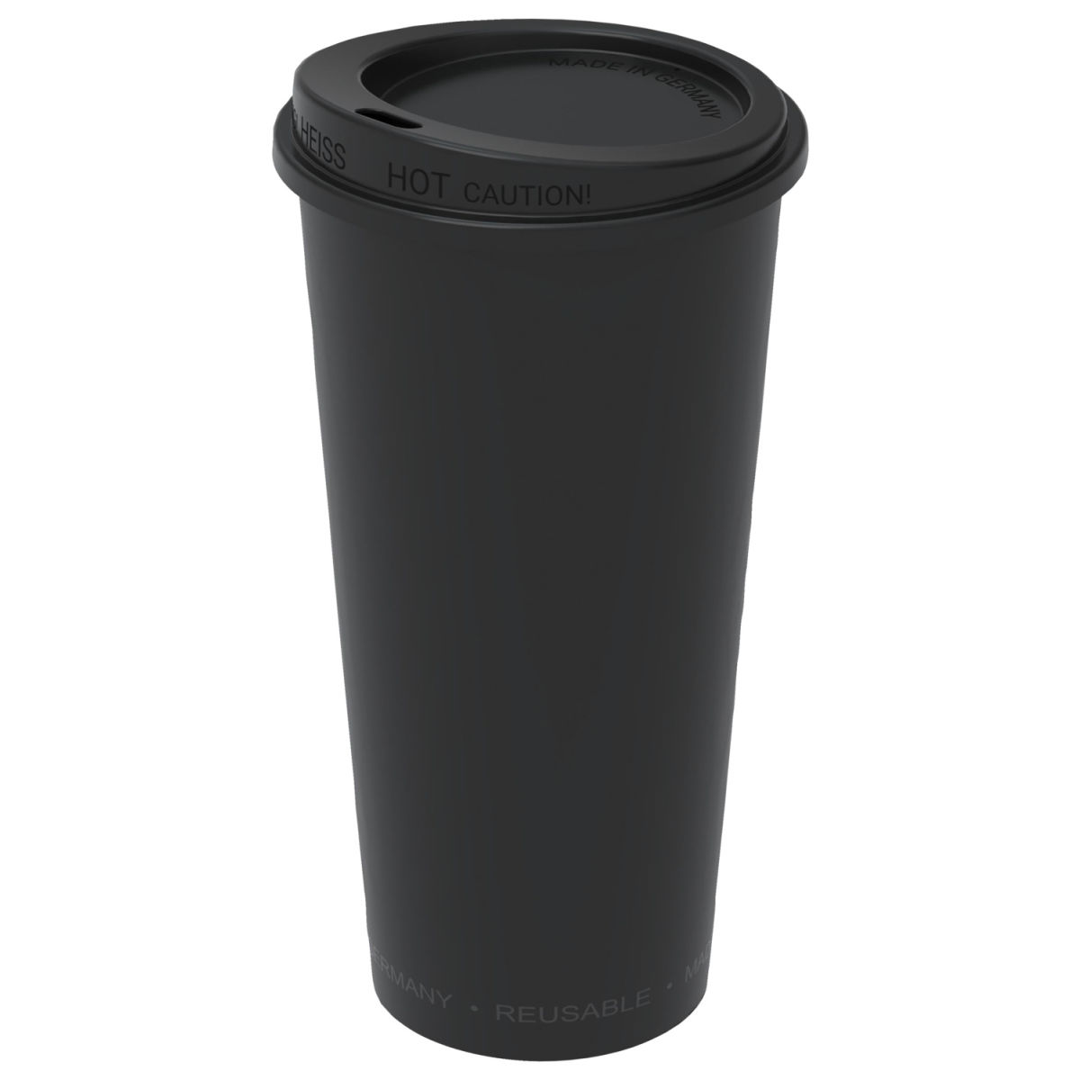 Tazza riutilizzabile Michigan con coperchio elasto REuse; 400ml, 7.9x14.7 cm (ØxH); nero; 25 pz. / confezione
