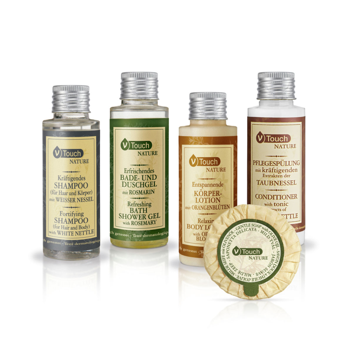 V-Touch Mustergarnitur Hotelkosmetik Nature 5-teilig mehrfarbig
