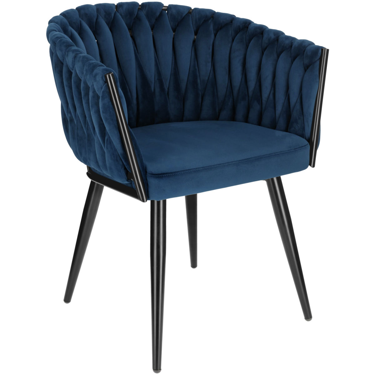 Poltrona Wave Velluto VEGA; 47x48x77 cm (LxPxH); seduta blu scuro, struttura nero