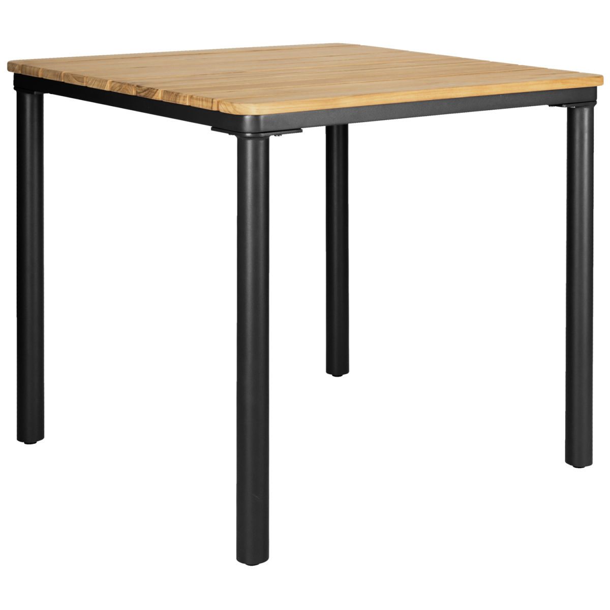 VEGA Utebord i teak Zolia kvadratiskt; 80x80x76 cm (LxBxH); Bordsskiva Brun, Ram Svart; Kvadratisk