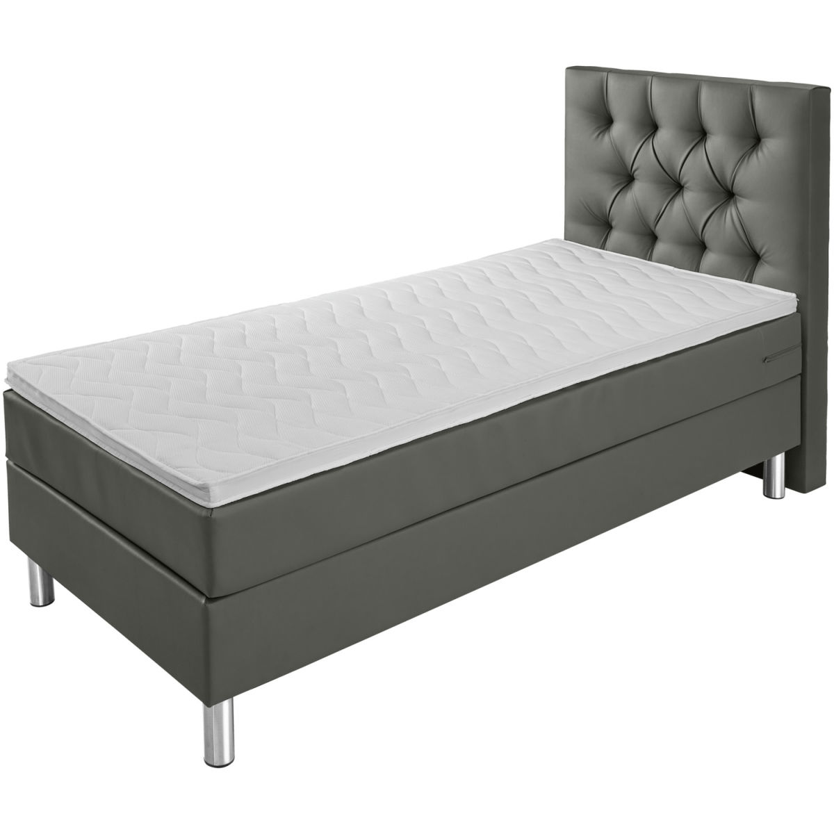 Letto componibile Comfort tessuto d’arredo, testiera Chesterfield ERWIN M.; 100x200x60 cm (LxLxH); grigio scuro; duro