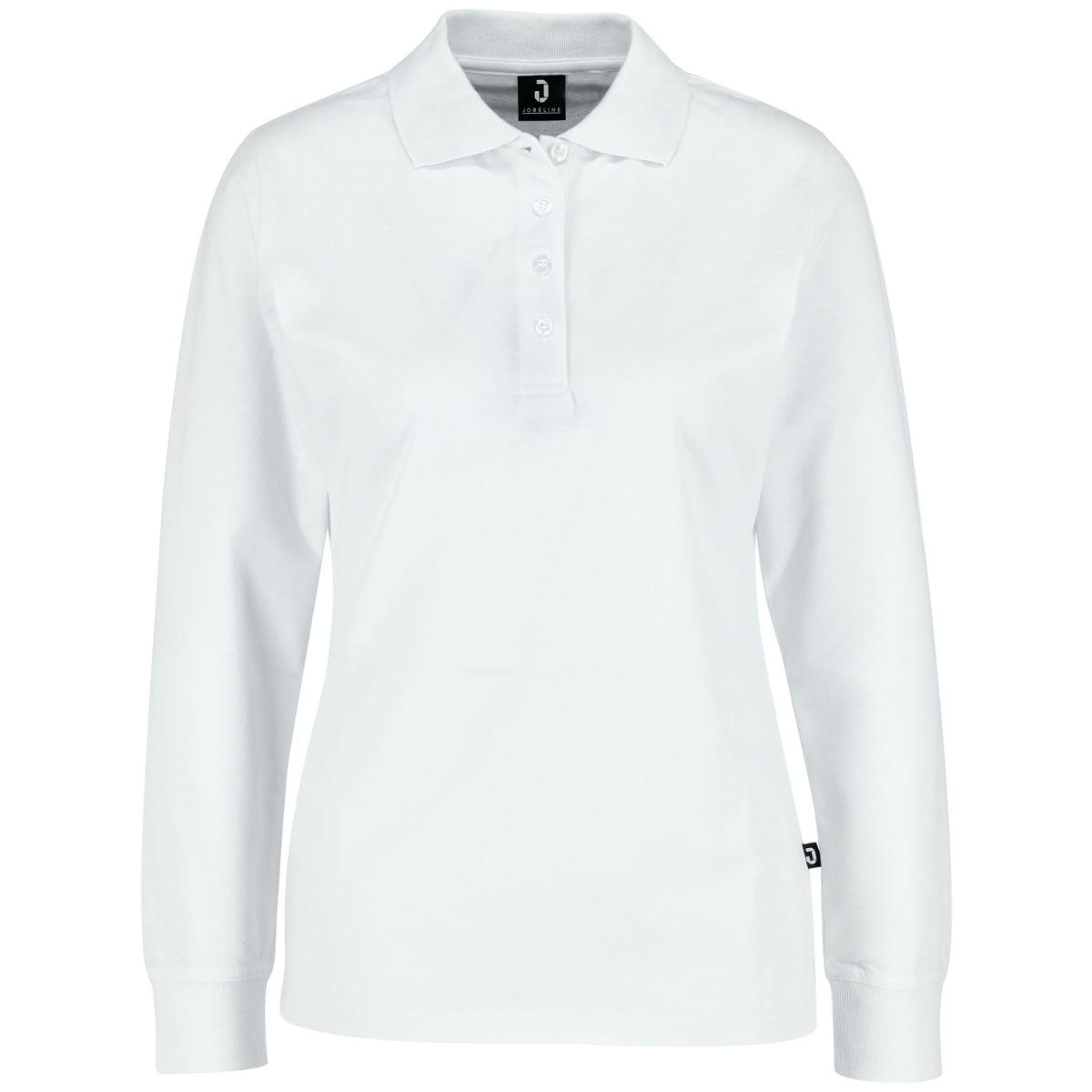 Polo da donna a maniche lunghe Flora Regular Fit JOBELINE; Taglia XS; bianco