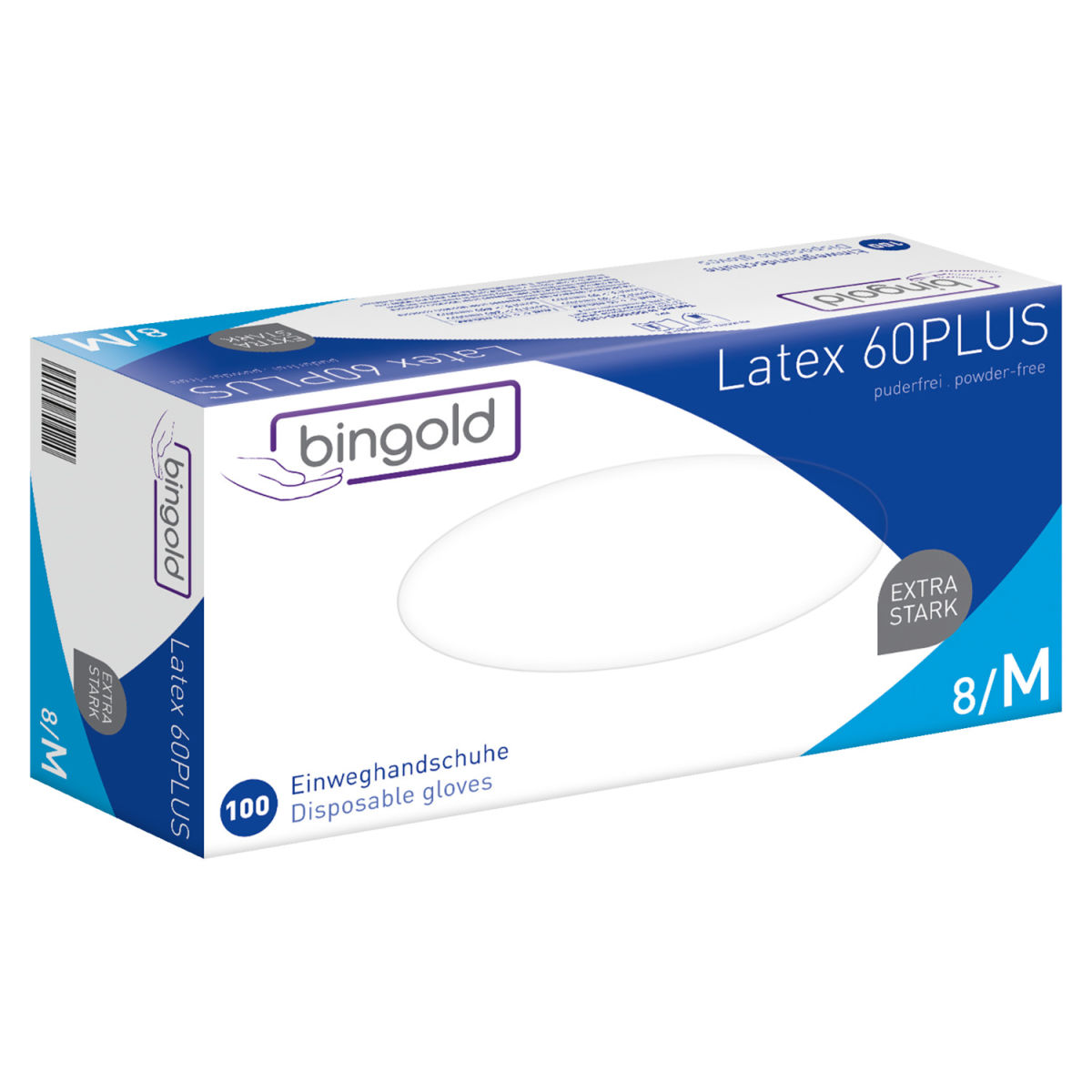 Guanti monouso Latex 60 Plus Bingold; Taglia M; naturale; 100 pz. / confezione