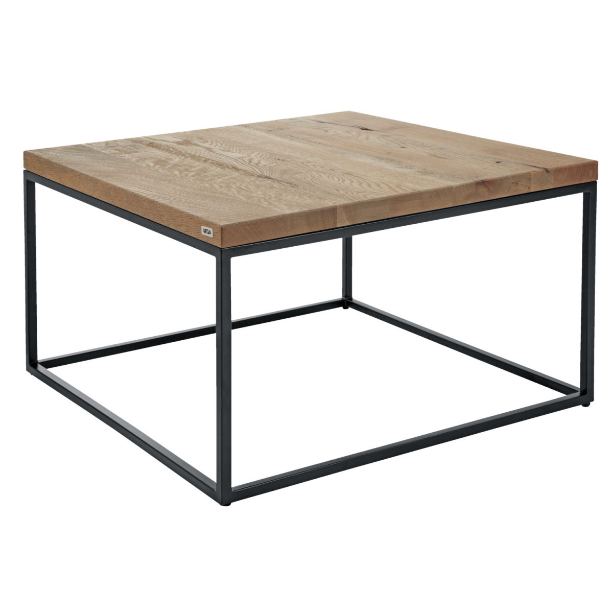 Tavolino Deven quadrata VEGA; 60x60x37 cm (LxLxH); Piano tavolo quercia antica, struttura nero; quadrata