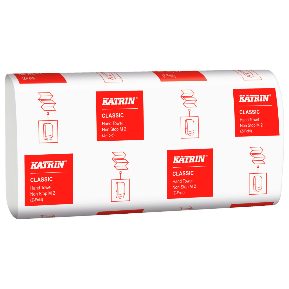 Katrin Pappershandduk Classic Non-Stop 2-lagers, Z-vikt; 24x24 cm (LxB); Vit; 25 Styck / Förpackning