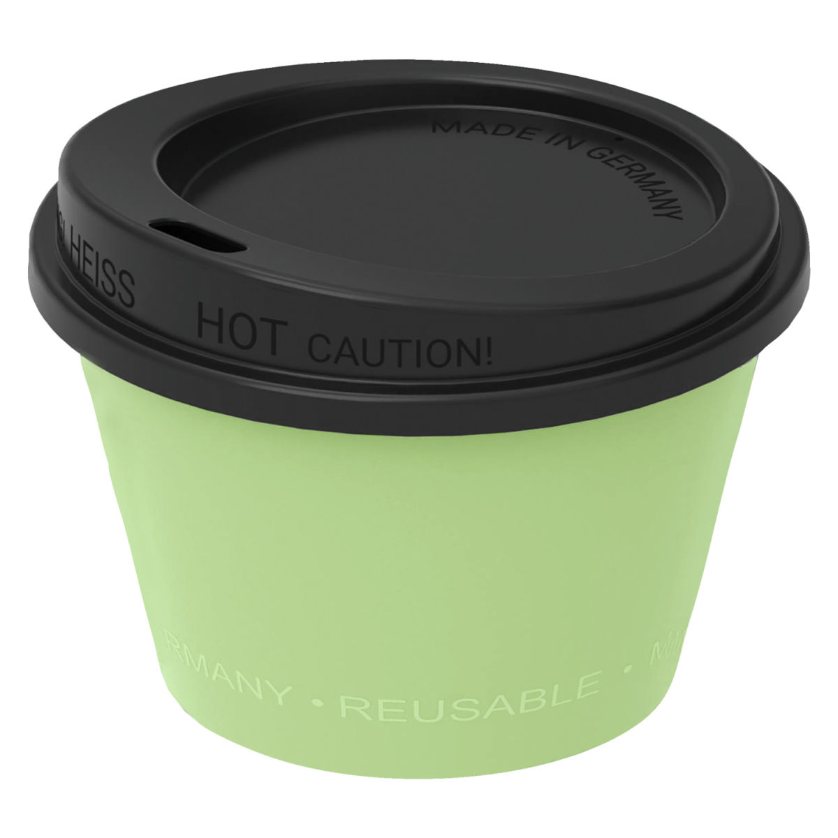 Tazza riutilizzabile Michigan con coperchio elasto REuse; 100ml, 7.9x4.9 cm (ØxH); verde/nero; 25 pz. / confezione
