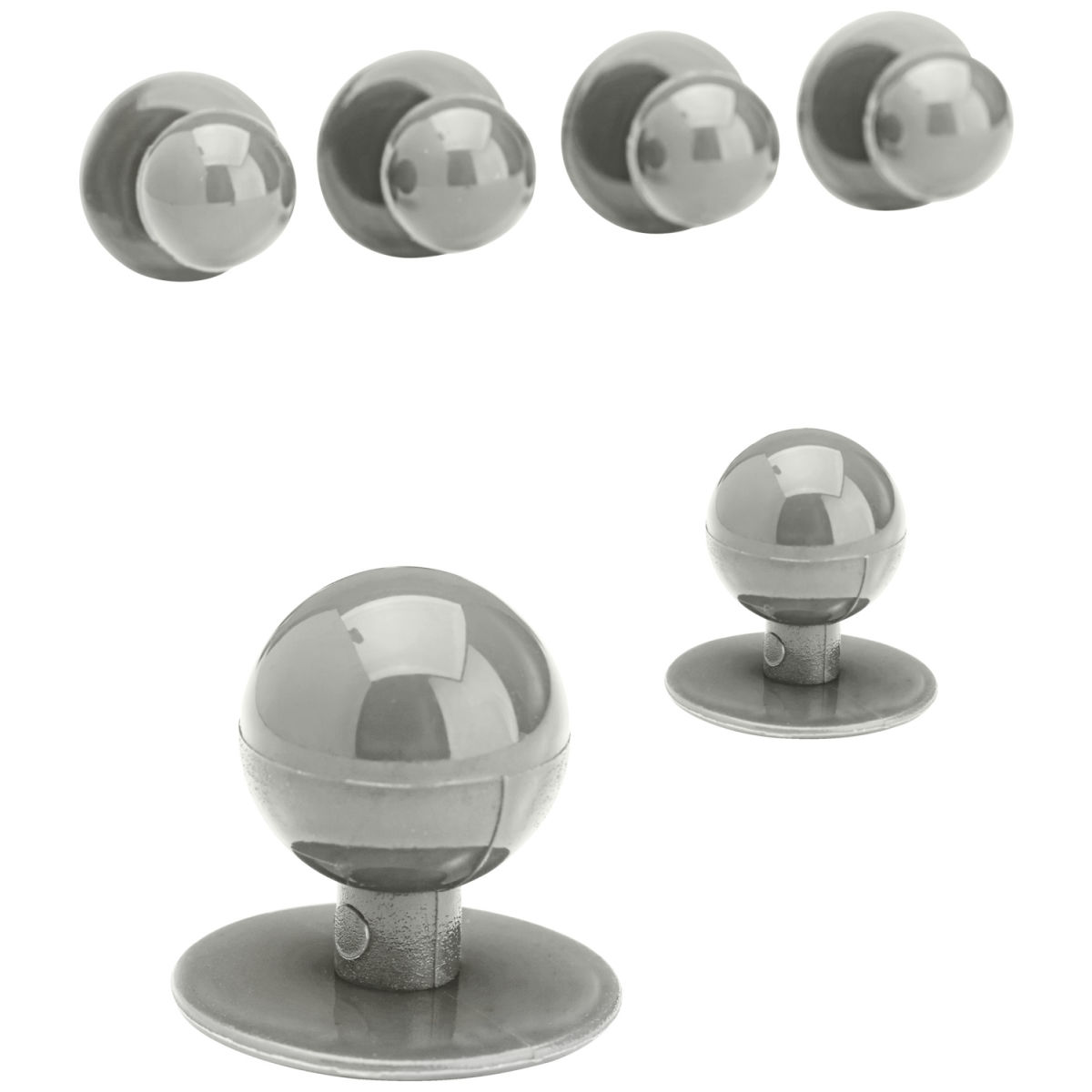 Botones de bola lisos PULSIVA; gris claro; redonda; 12 pz. / Paquete
