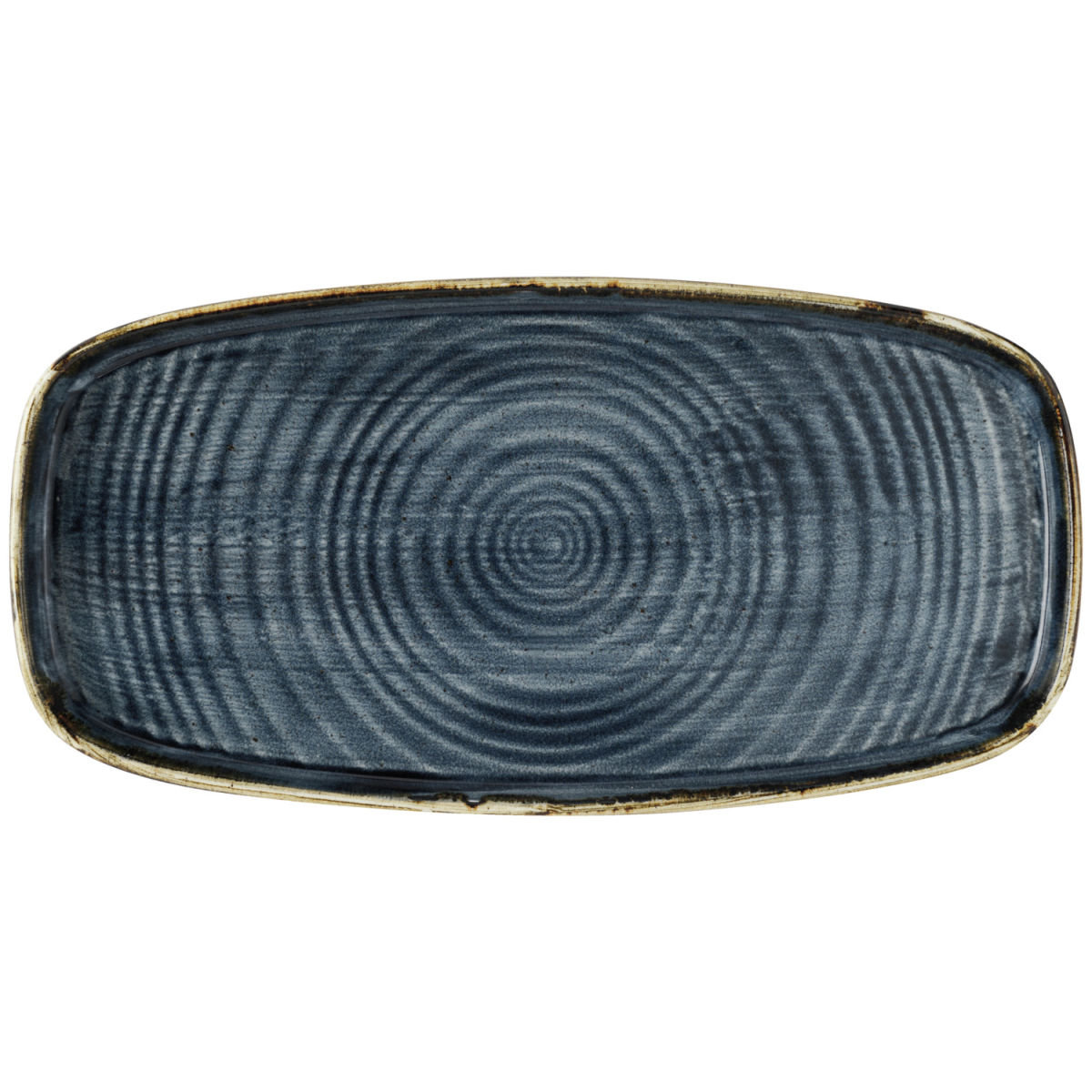 Piatto da portata Stonecast Blueberry con bordo rialzato Churchill; 29.5x15x2 cm (LxLxH); blu/marrone; rotonda; 12 pz. / Pacco