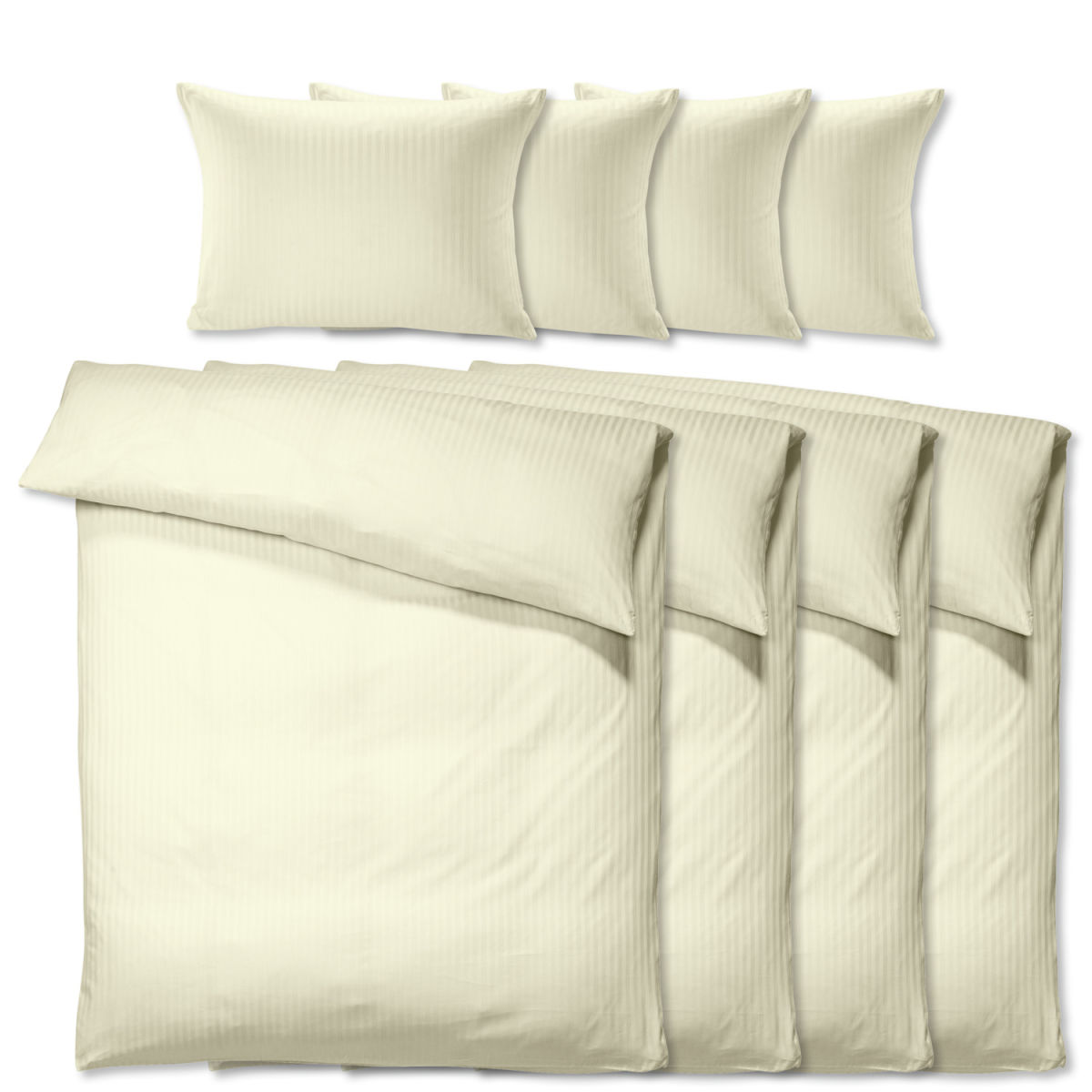 PULSIVA Sparpack Bettgarnitur Satina 10 mm 160x210 cm (BxL), 65x100 cm (LxB); champagner; 4 Set(s) / Pack