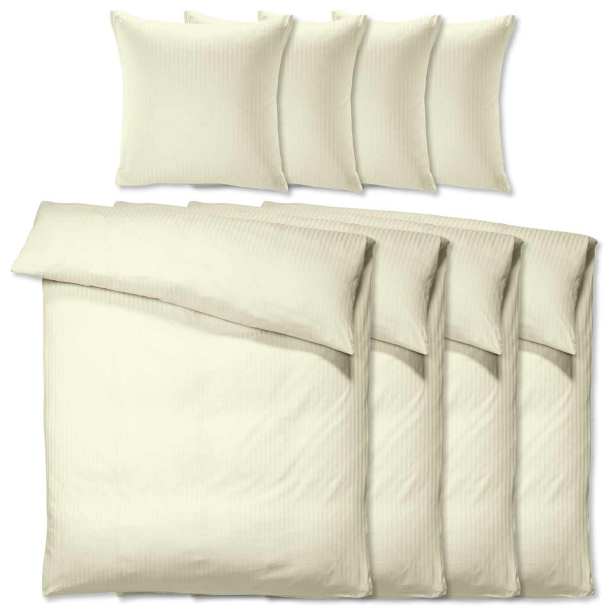 PULSIVA Economy pak dekbedovertrekset Satina 10 mm; 135x200 cm (BxL), 80x80 cm (LxB); champagne; 4 set / verpakking