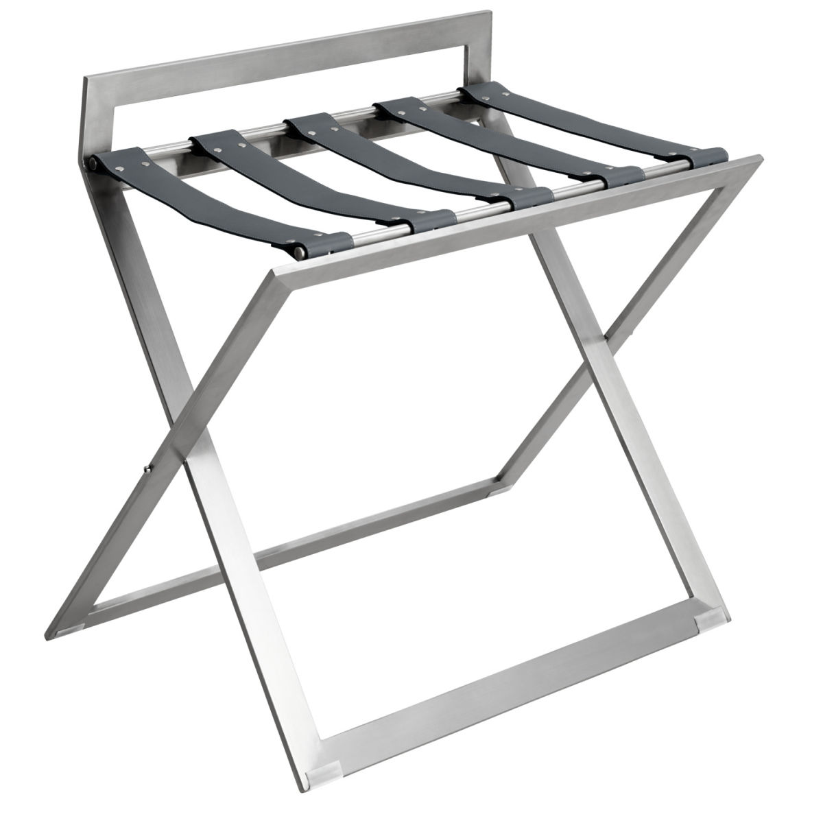 Portavaligie Bagagio Acciaio inox cinghie in similcuoio antracite VEGA; 70x46x64.5 cm (LxPxH); antracite