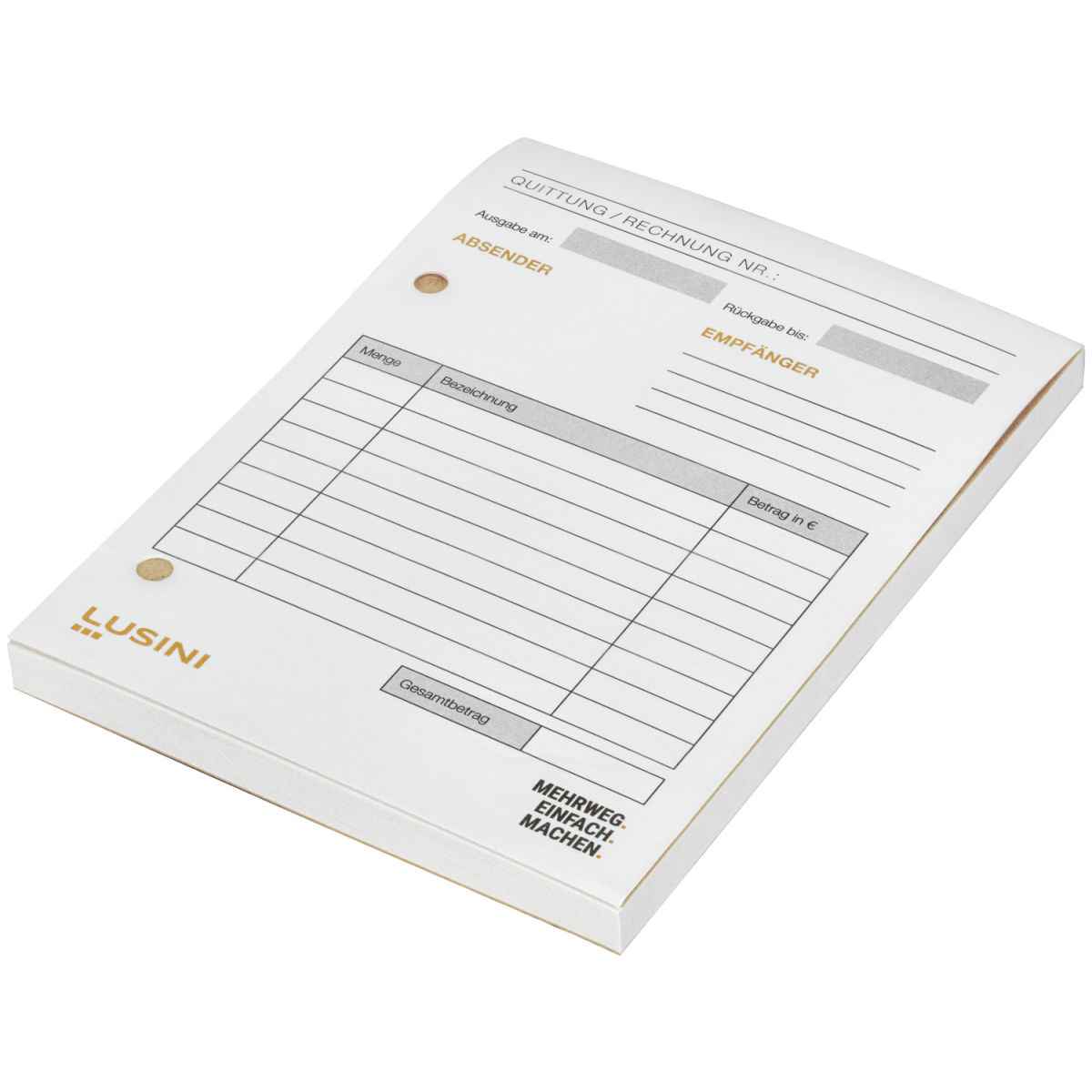 Blocco per ricevute PULSIVA; 14.8x10.5 cm (LxL); bianco