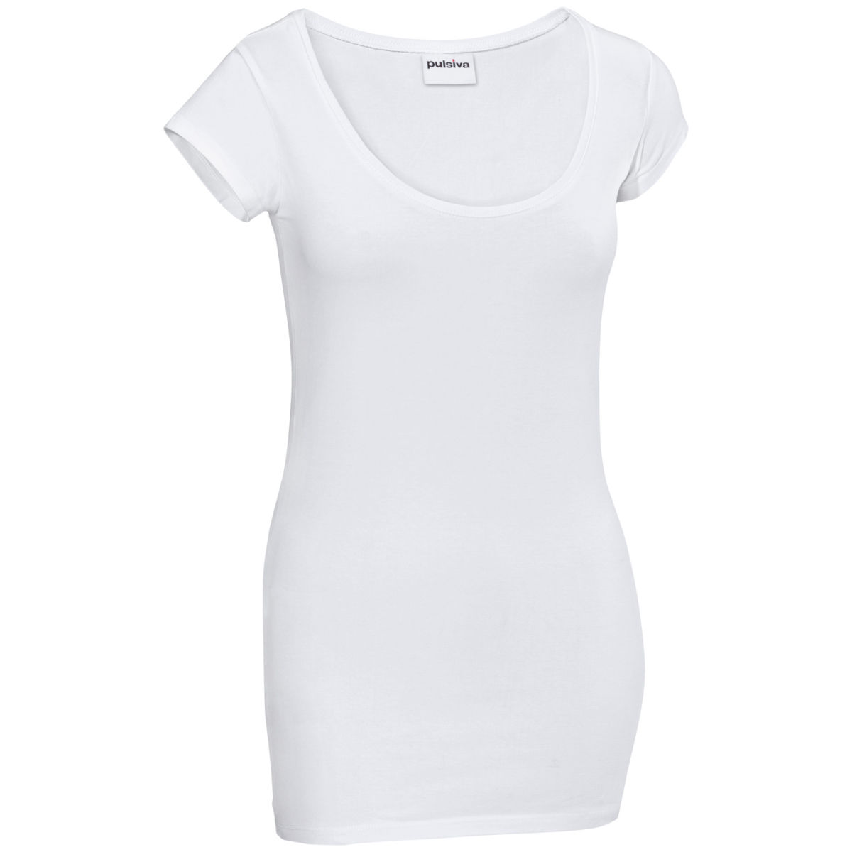 T-shirt da donna Sabrina collo rotondo PULSIVA; Taglia 2XL; bianco; 2 pz. / confezione