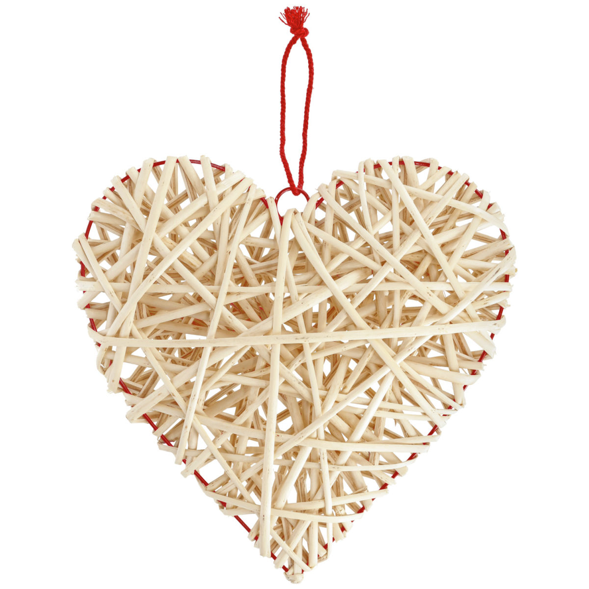 Cuore intrecciato Resy; 30x30x7 cm (LxLxH); naturale/rosso; 2 pz. / confezione