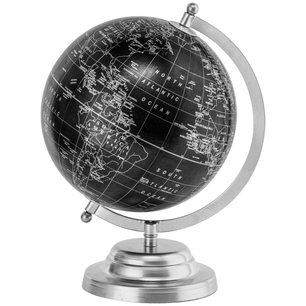 Mappamondo Verden; 20x28x23 cm (LxHxP); argento/nero