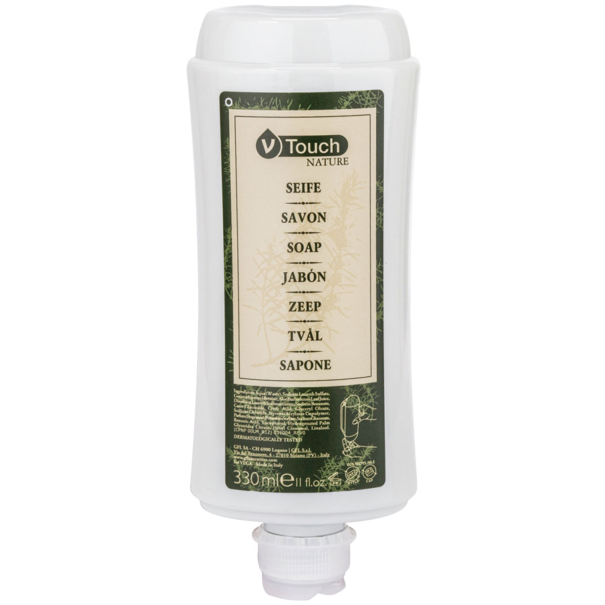 V-Touch Hotelzeep vloeibaar Nature in dispenser systeem; 330 ml; wit; 24 stuk / verpakking