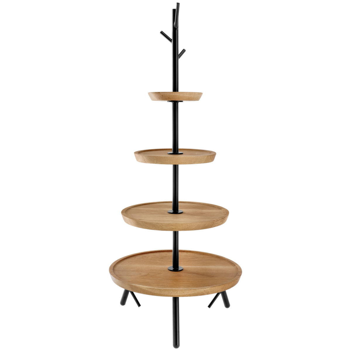 Etagere modulare Cornu 4 piani VEGA; 34.8x81.1 cm (ØxH); quercia/nero; rotonda