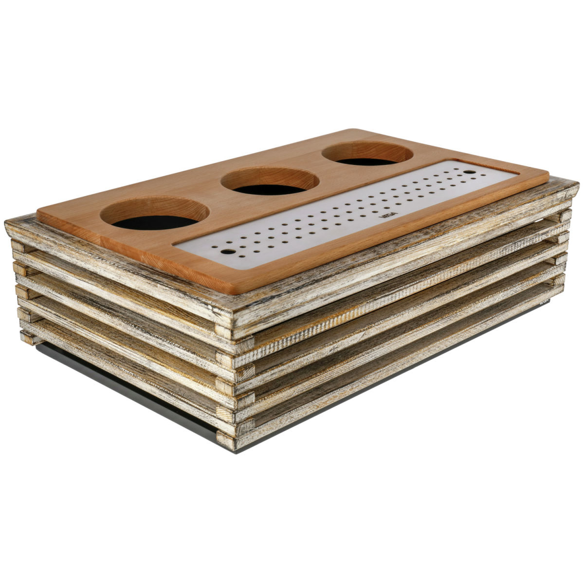 Espositore per caraffe refrigerato Natchez GN 1/1 VEGA; GN 1/1, 57.5x37x18.3 cm (LxLxH); bianco vintage/acciaio inox/quercia; rettangolare