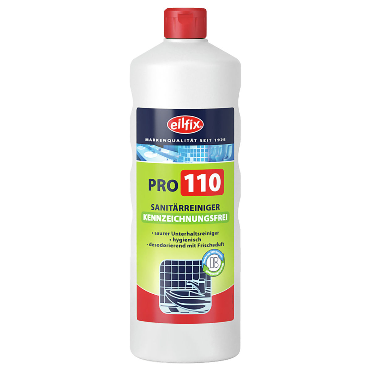 Limpiador sanitario green Pro 110 Botella no etiquetada según el SGA Eilfix; 1000 ml; rojo; 12 pz. / Paquete