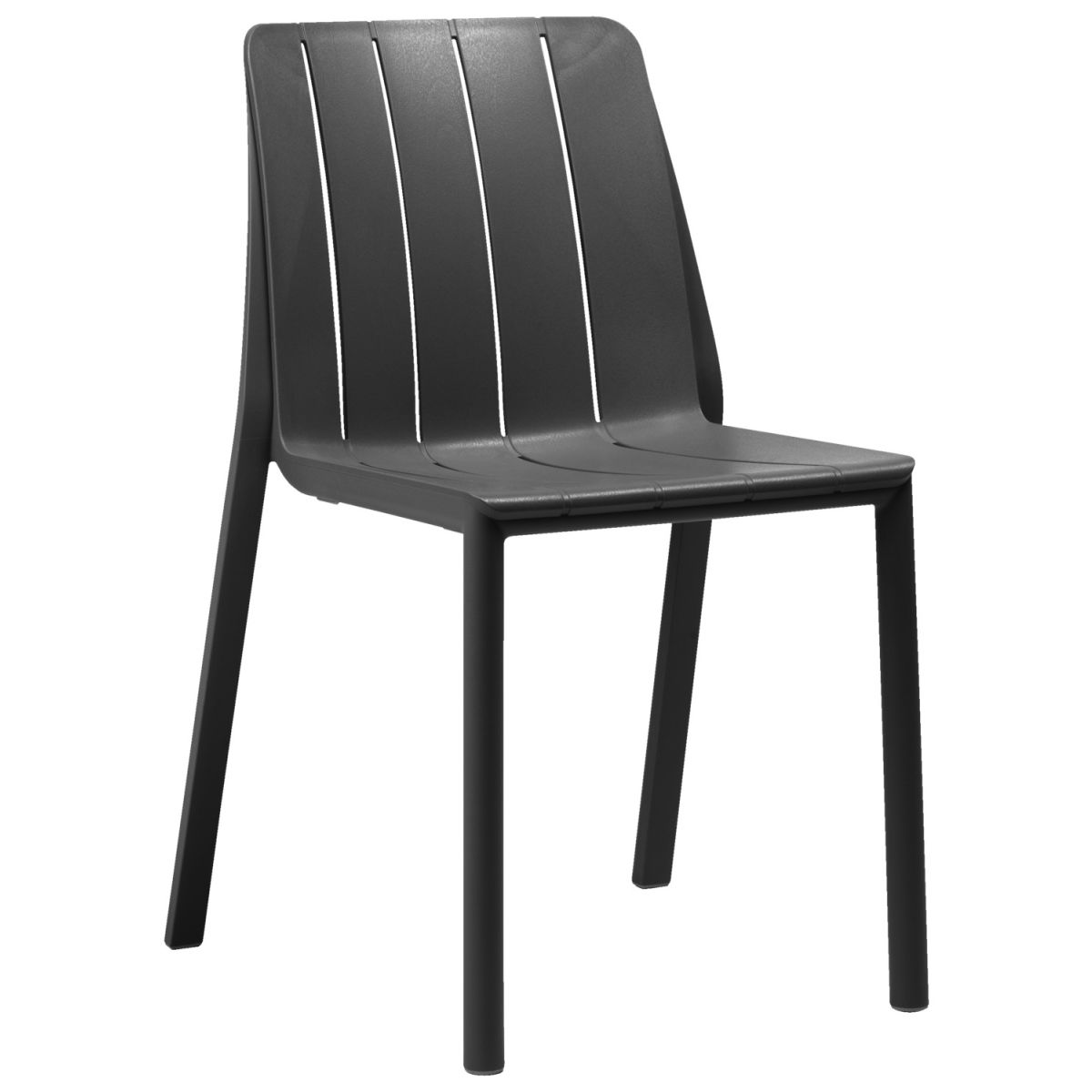 Sedia da esterno in polipropilene Tiberina impilabile Nardi; 50x56x81 cm (LxPxH); seduta antracite, struttura antracite; 2 pz. / Pacco
