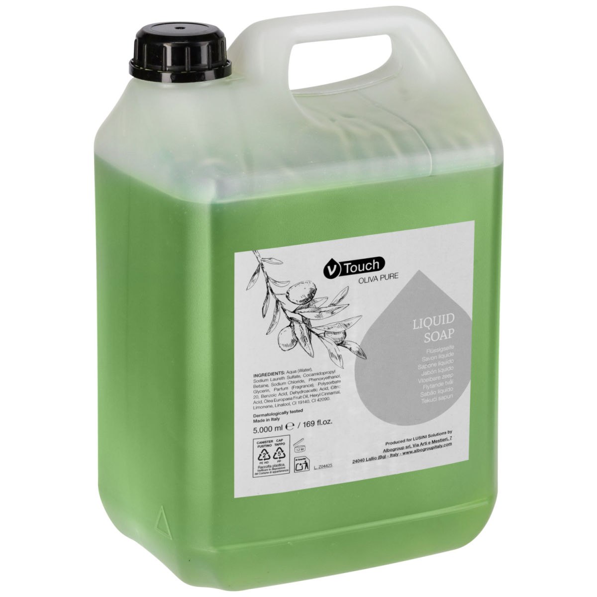 V-Touch Hotel Flüssigseife Oliva Pure Kanister 5000 ml; grün; 2 Stück / Pack