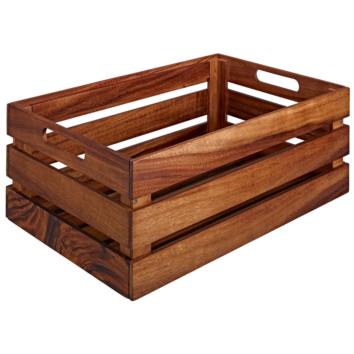 Caja de madera Wantage con asa acacia VEGA; 55.2x34.7x15 cm (LgxAnxAt); acacia marrón