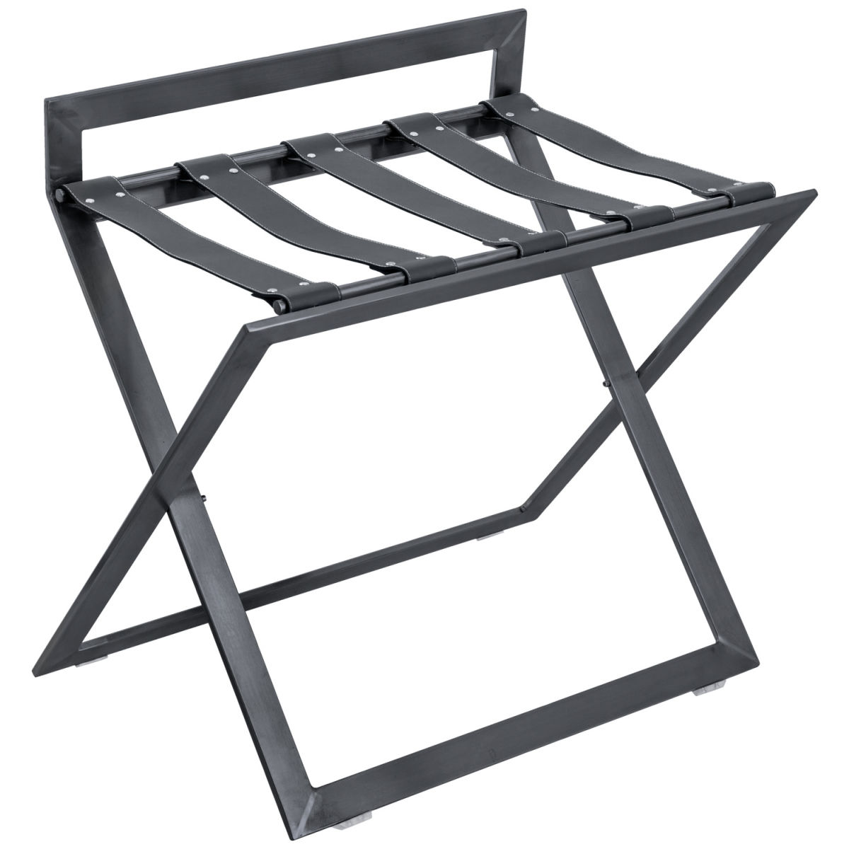 Reggivaligie Bagagio con sponda cinghie in similcuoio antracite PULSIVA; 70x46x64.5 cm (LxPxH); nero