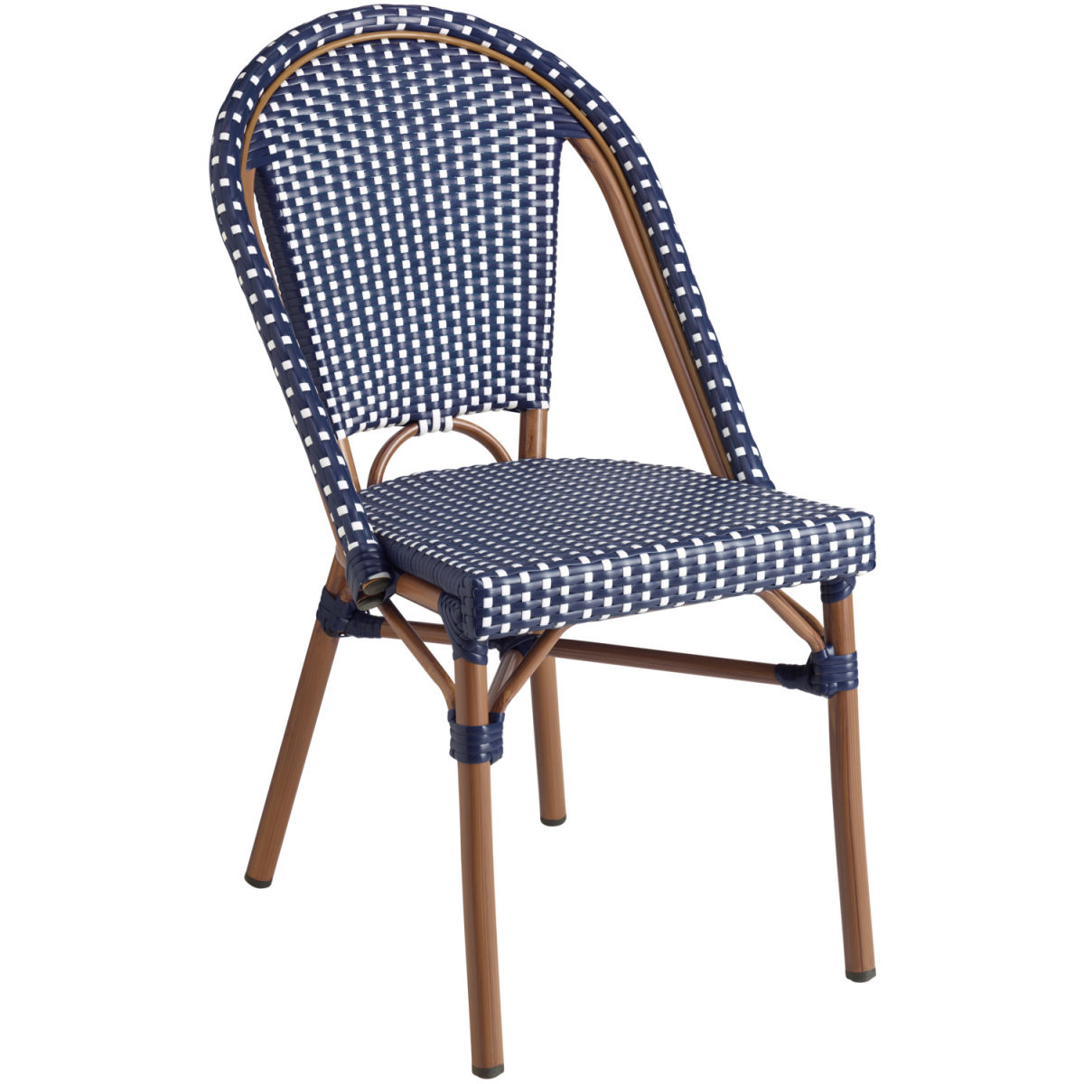 VEGA Outdoor Bistrostuhl Astoria 46x53x87.5 cm (BxTxH); Sitz blau/weiß, Gestell braun; 2 Stück / Pack