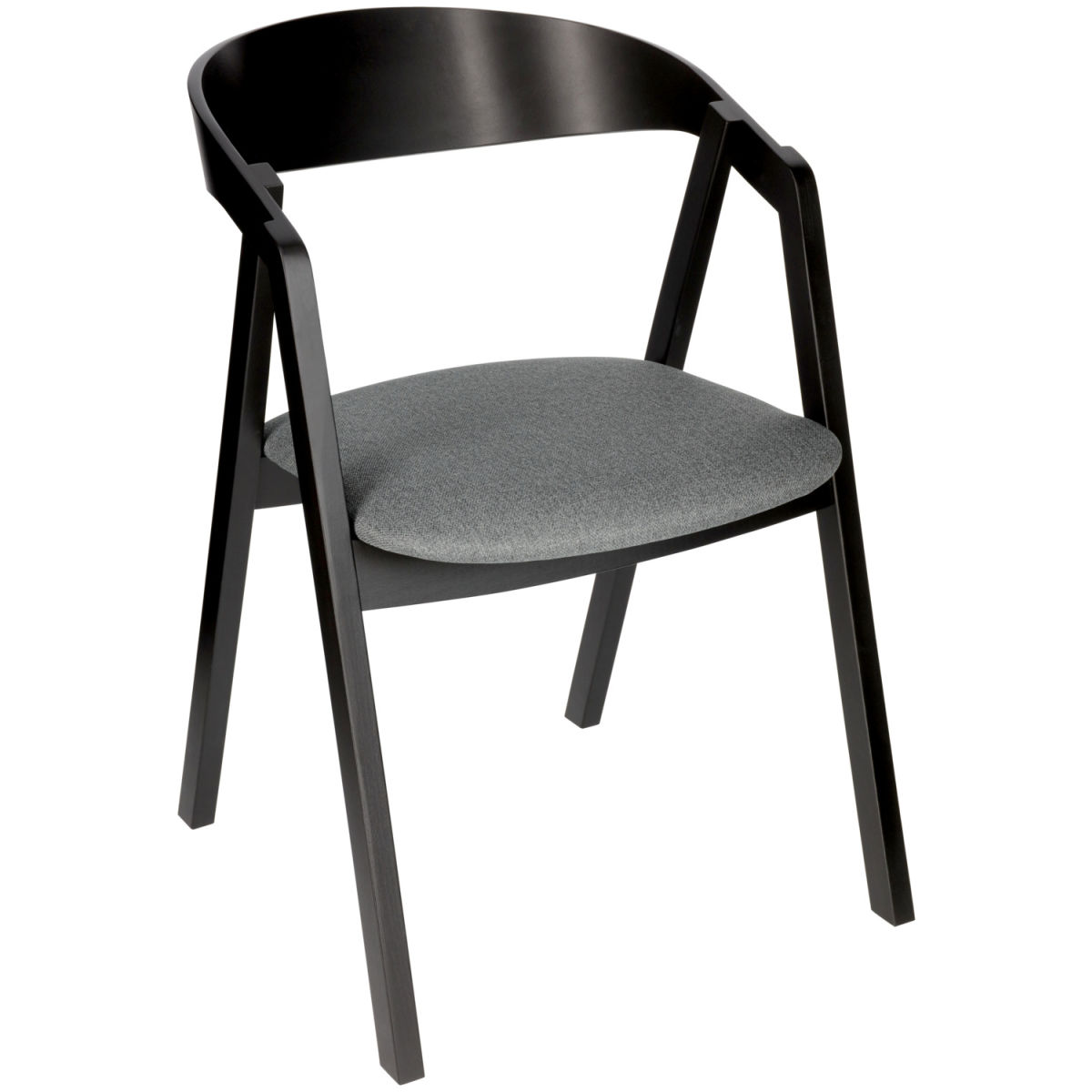 Sedia impilabile Calma Tessuto faggio laccato nero VEGA; 54x53x79 cm (LxPxH); seduta grigio, struttura nero; 2 pz. / Pacco