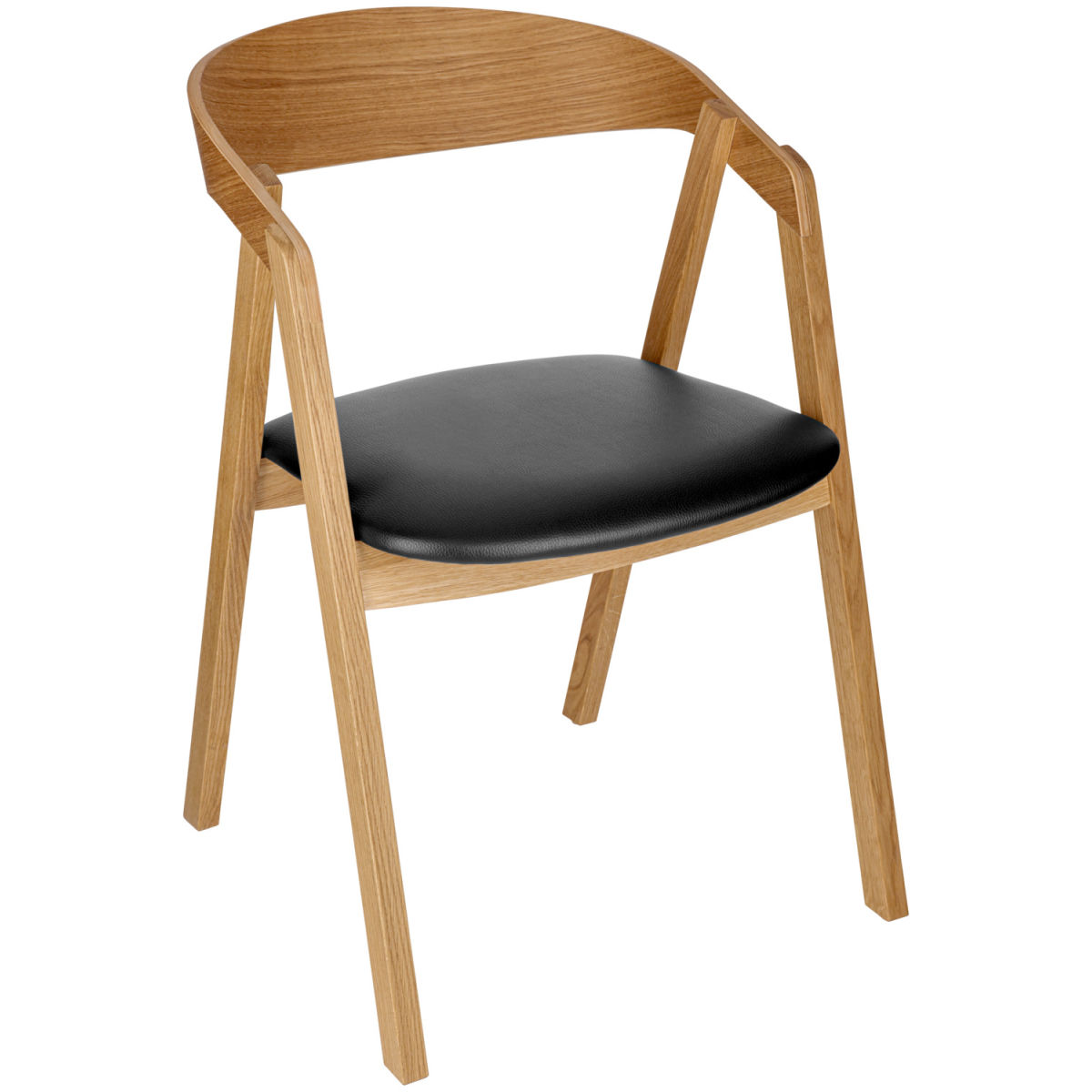 Sedia impilabile Calma in quercia, rivestimento in similpelle VEGA; 54x53x79 cm (LxPxH); seduta nero, struttura quercia; 2 pz. / Pacco