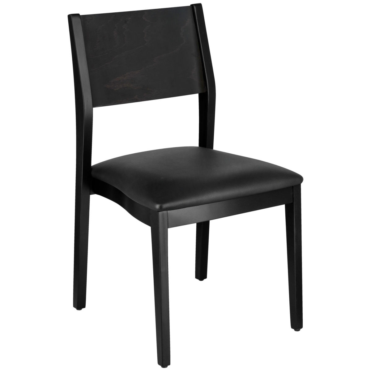 Sedia impilabile Stak in similpelle VEGA; 48x51x86 cm (LxPxH); seduta nero, struttura wenge; 2 pz. / Pacco