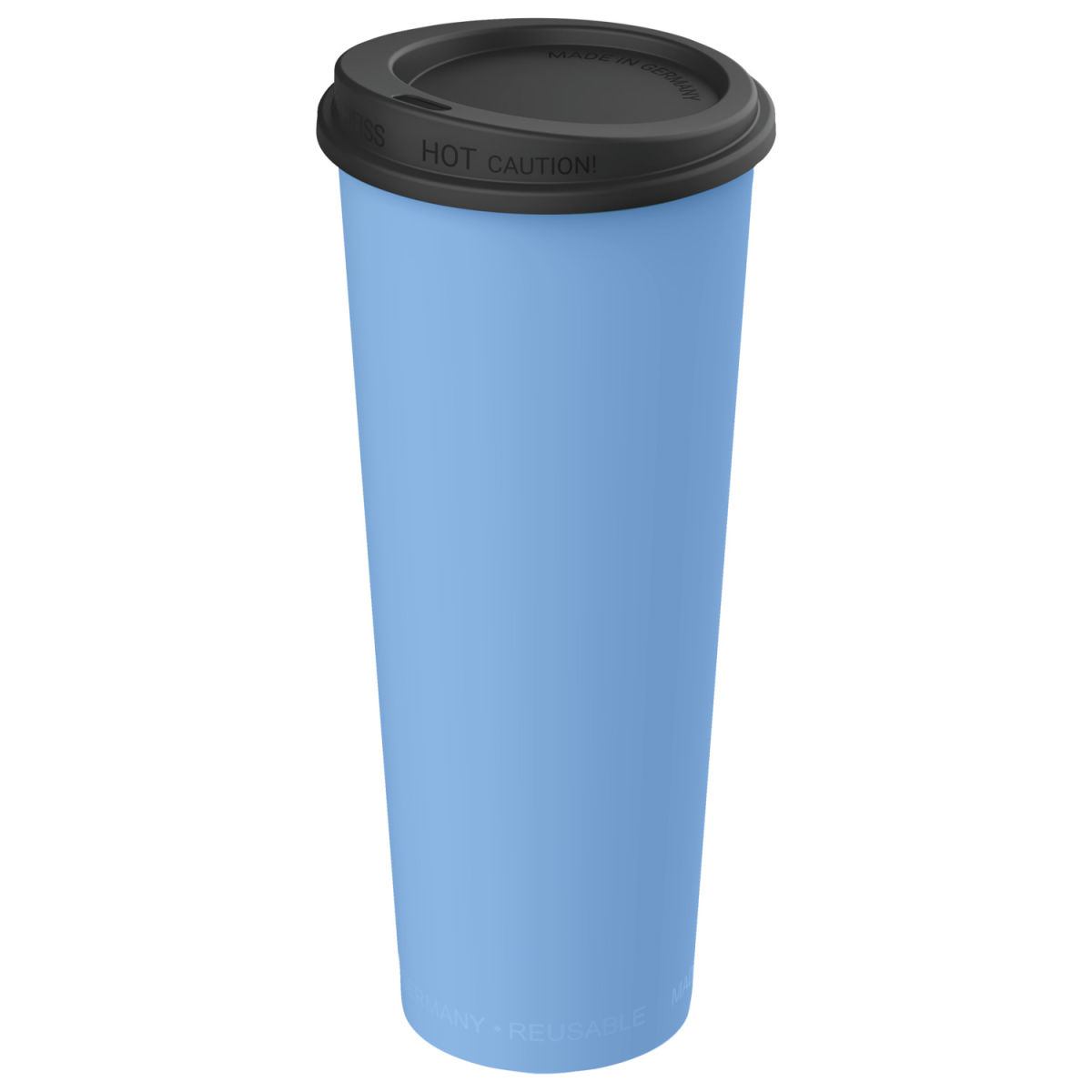 Tazza riutilizzabile Michigan con coperchio elasto REuse; 500ml, 7.9x18 cm (ØxH); blu/nero; 25 pz. / confezione