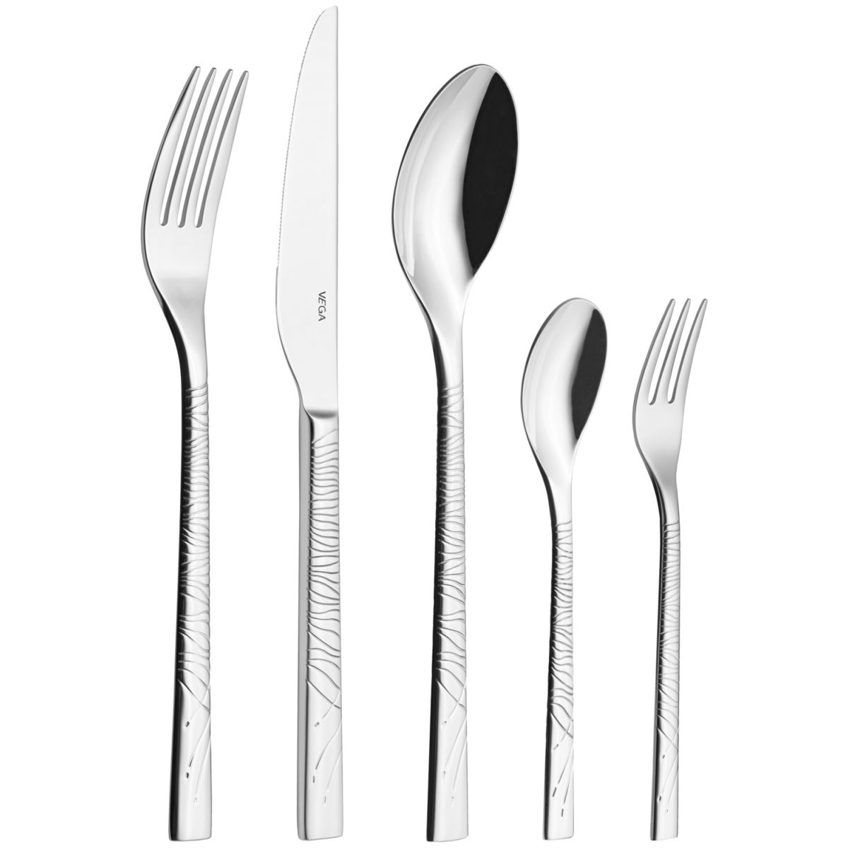 VEGA Mustergarnitur Besteck Monastir 5-teilig silber, Griff silber