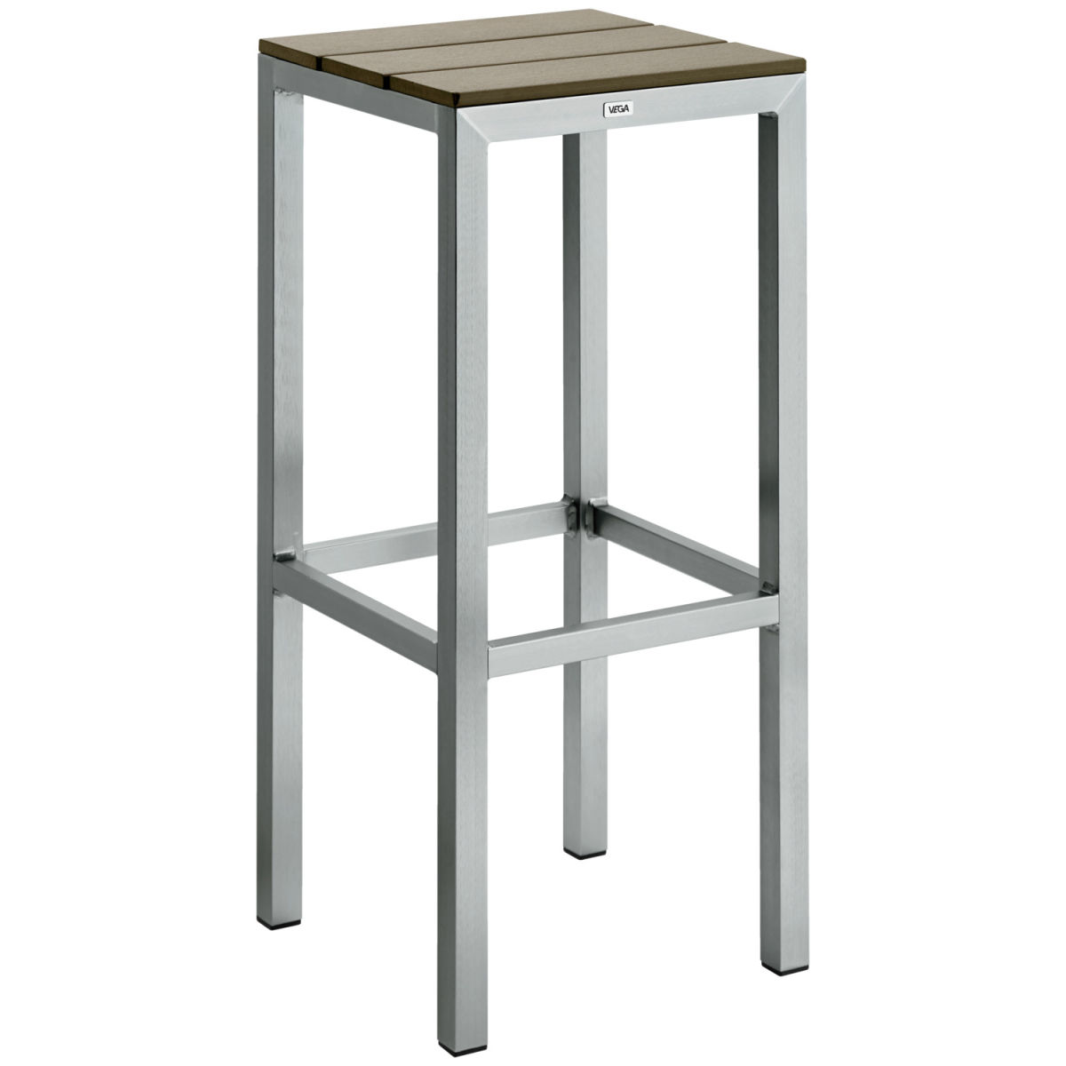 VEGA Barpall Artless; 34x34x76 cm (BxDxH); Sits Grå, Ram Silverfärg; 2 Styck / Förpackning