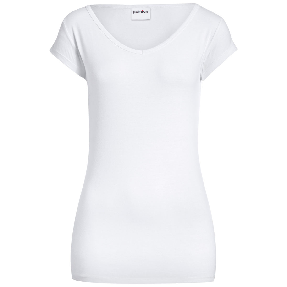 T-shirt da donna collo a V PULSIVA; Taglia 2XL; bianco; 2 pz. / confezione