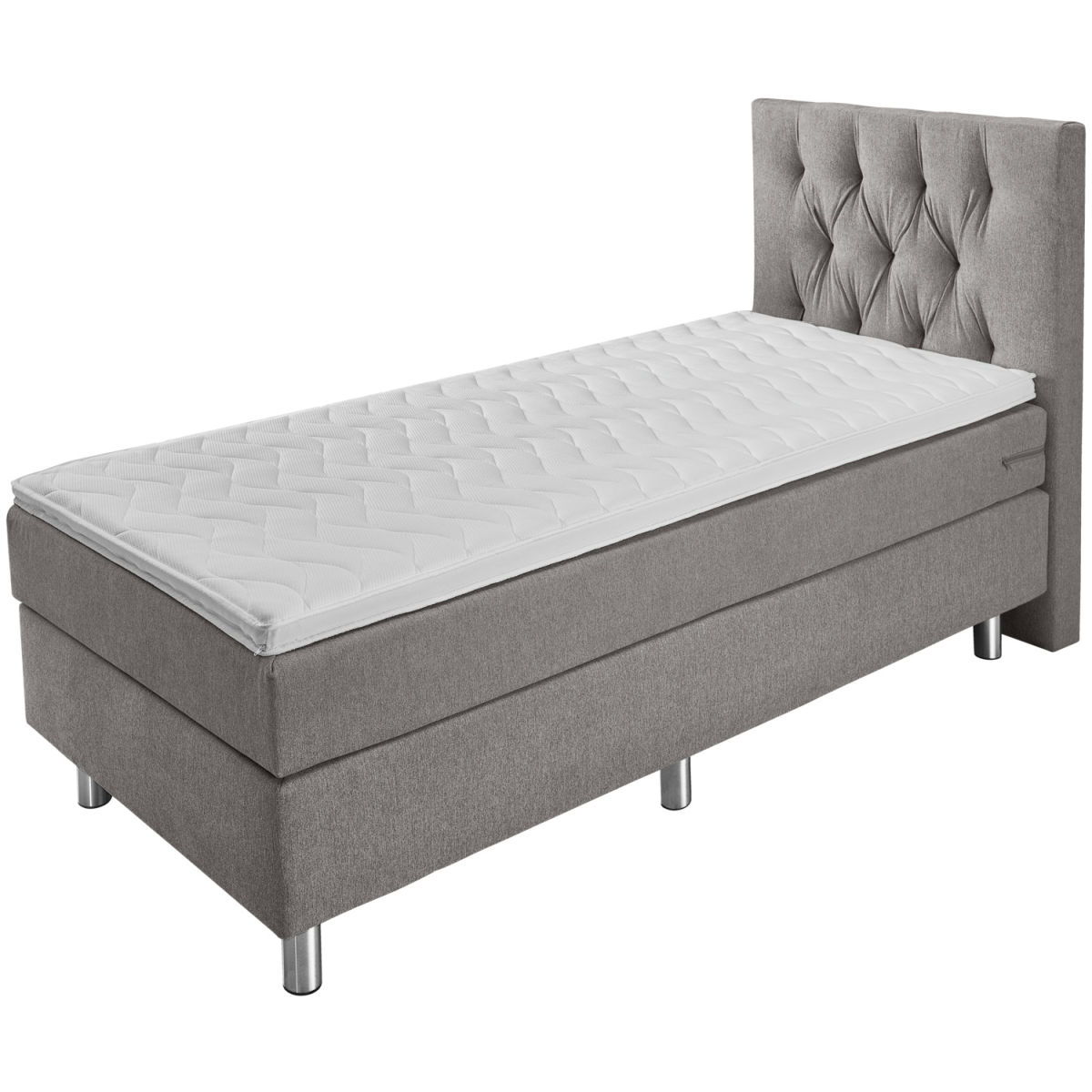 Letto componibile Basic tessuto d’arredo, testiera Chesterfield ERWIN M.; 100x200x63 cm (LxLxH); tortora; duro