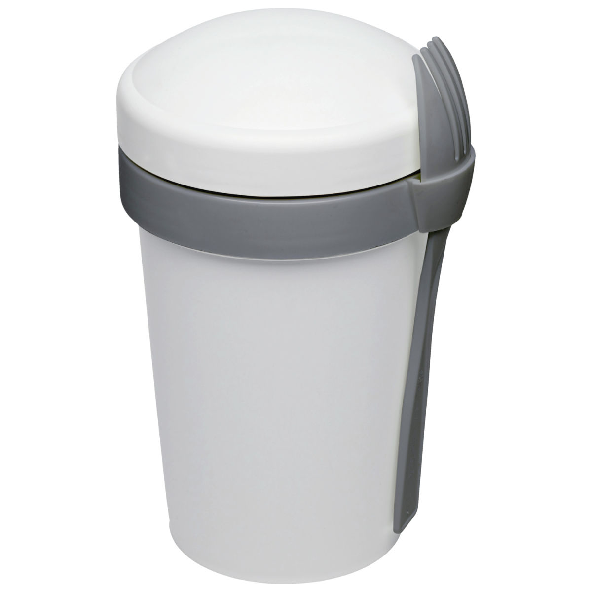 Tazza riutilizzabile Bio veggie con forchetta dom; 500ml, 10.5x16 cm (ØxH); bianco/grigio; 2 pz. / confezione