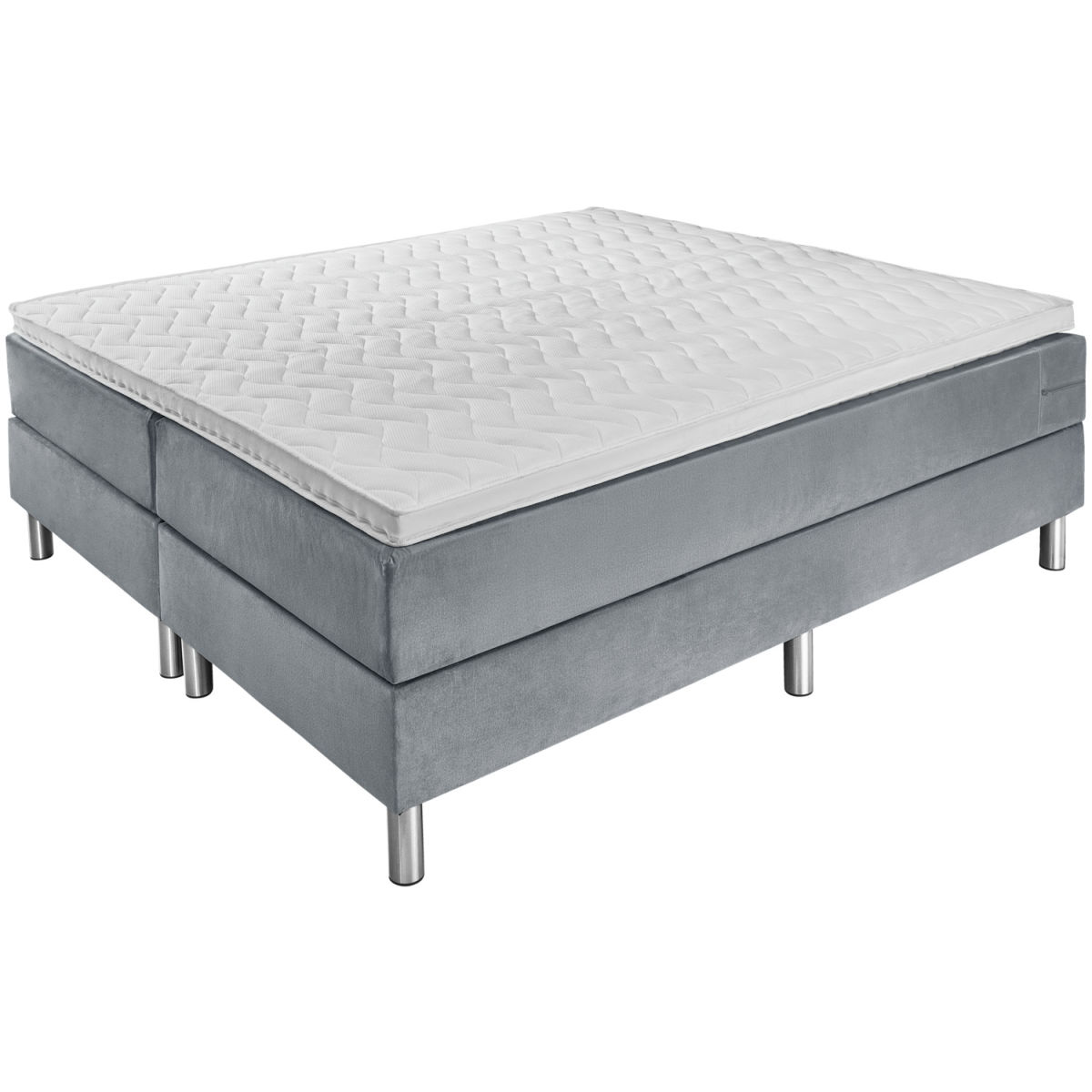 Letto componibile Basic velluto, senza testiera ERWIN M.; 200x200x63 cm (LxLxH); grigio chiaro; duro